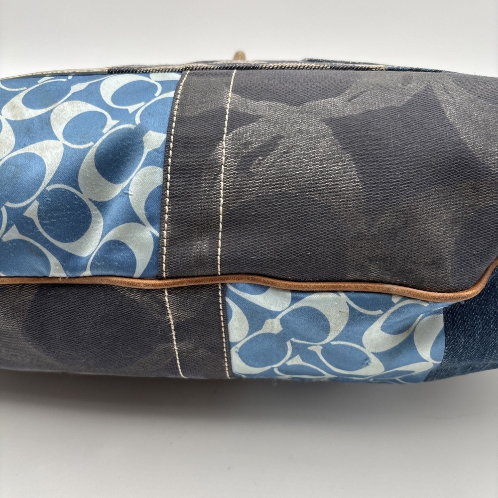 Coach Indigo Denim Blue Patchwork Ergo XL Hobo Handbag Purse Bag RARE Leather - Picture 9 of 16
